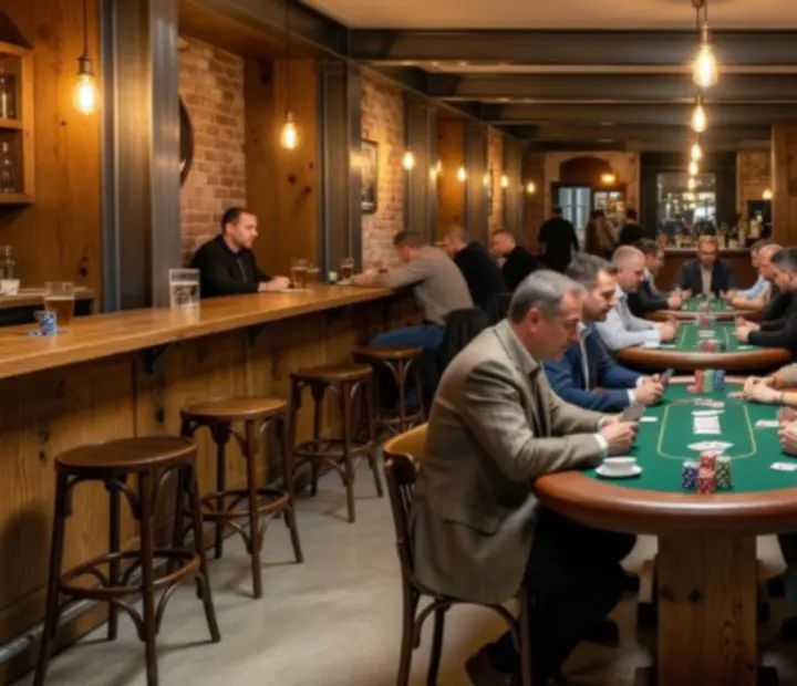 Ipari hangulatú, meghitt Listaindex24 Poker Szalon a brasserie hátsó részében
